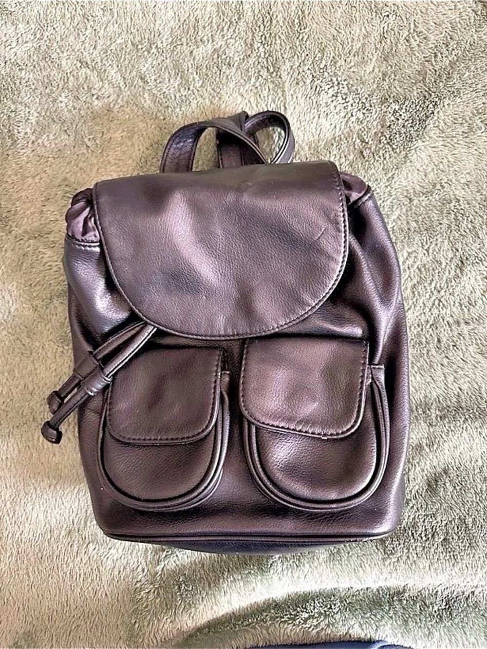Black Leather-Style Backpack